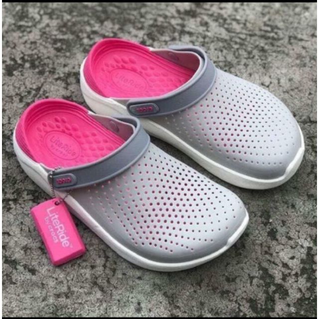 crocs literide gray pink
