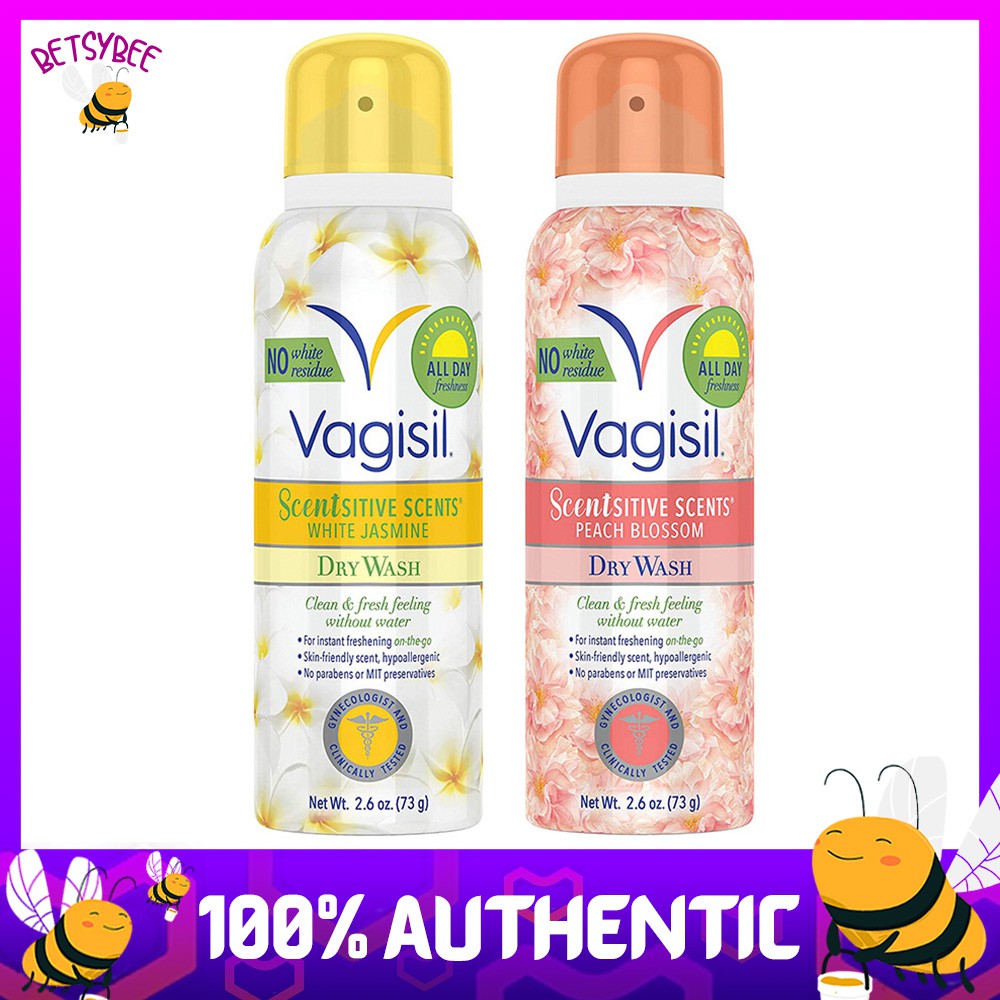 Vagisil Scentsitive Scents Feminine Dry Wash Spray 2.6 Oz Peach Blossom / White Jasmine