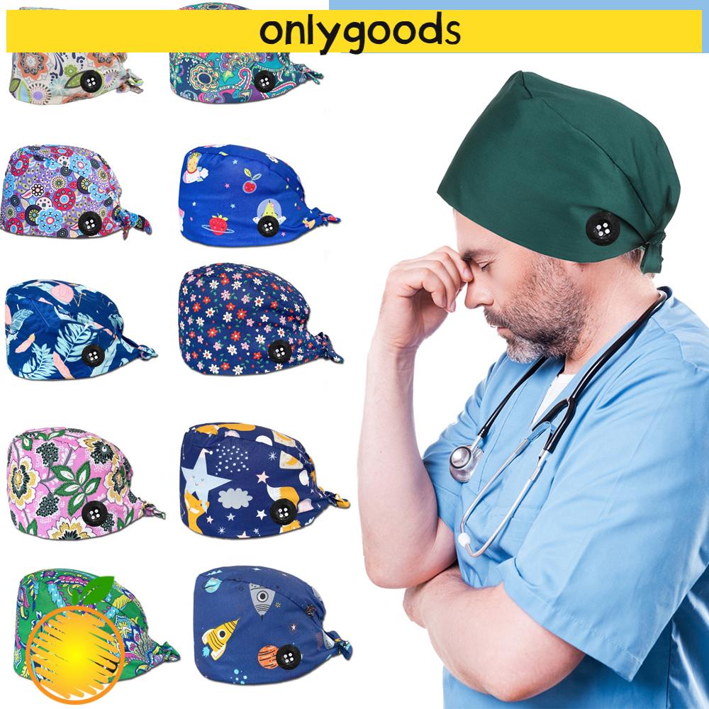 Surgical Cap Doctor Nurse Cotton Bouffant Hat Adjustable Head Cover Headdress