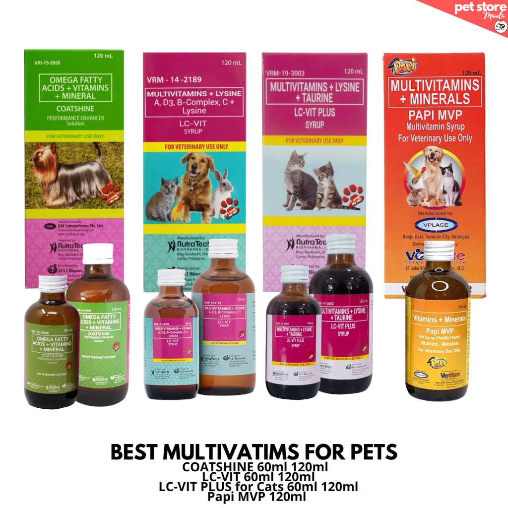 Pet Best Multivitamins Coatshine LCVIT LC VIT PLUS for Cats Papi MVP 120ml 60ml