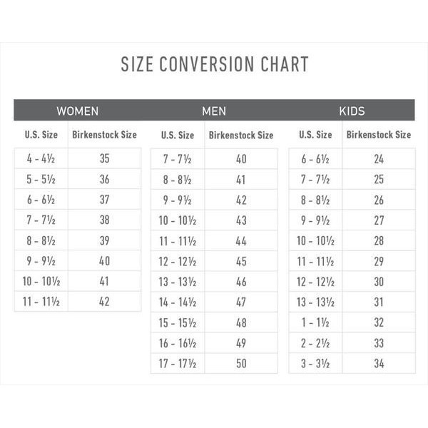 birkenstock european size chart