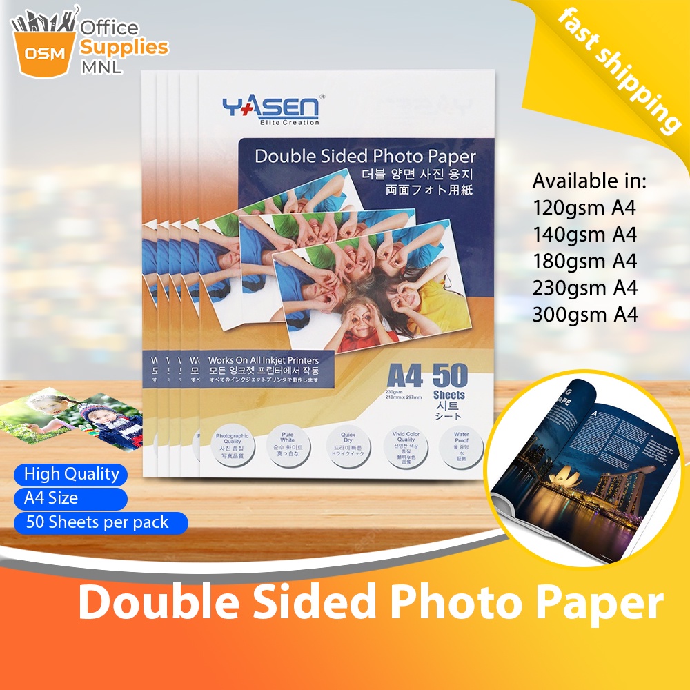 Yasen Double Sided Photo Paper Inkjet Photo Paper A4 Size 120/140/180 ...