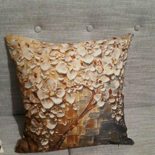 Pc286 Printed Canvas Blossom Throw Pillow Case 17 X17 Shopee