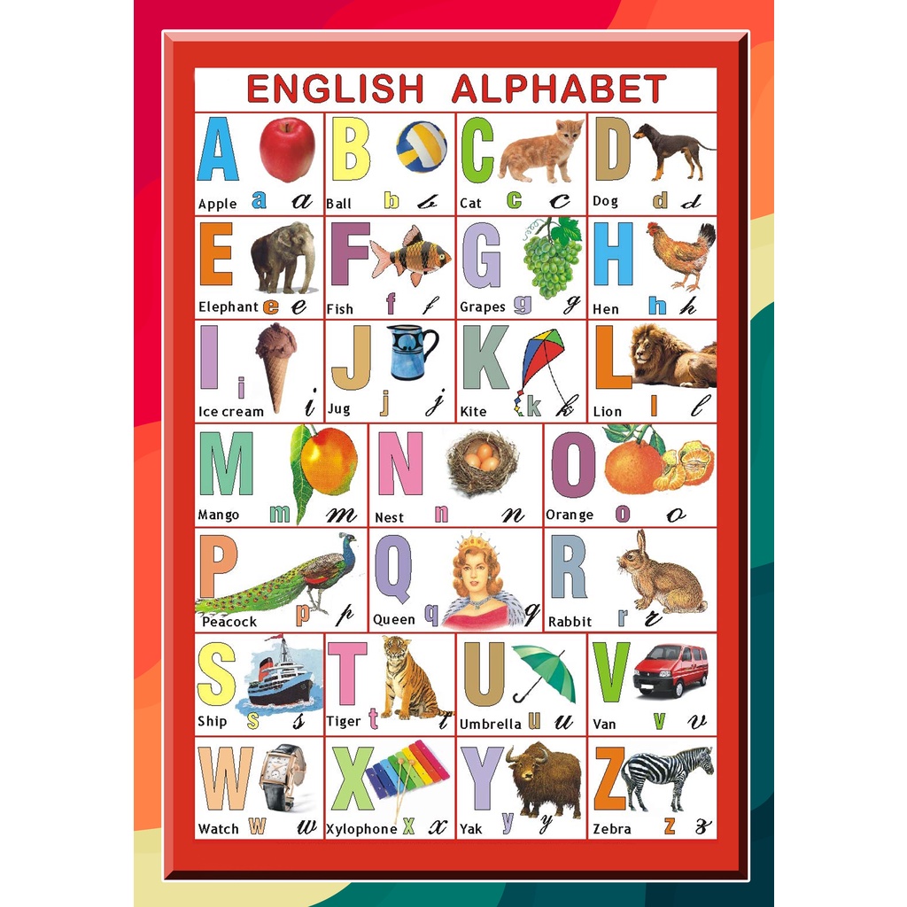 Laminated Alphabet Educational Chart a4 Size Shopee Philippines