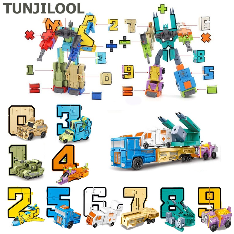 Numbers Transformer Robot Toys Educational Assemble Building Blocks