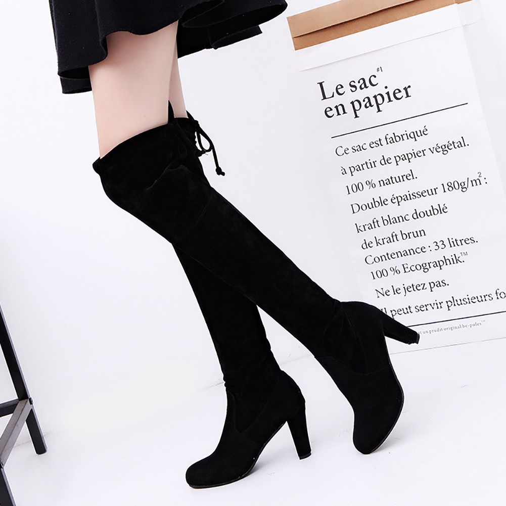 knee length block heel boots