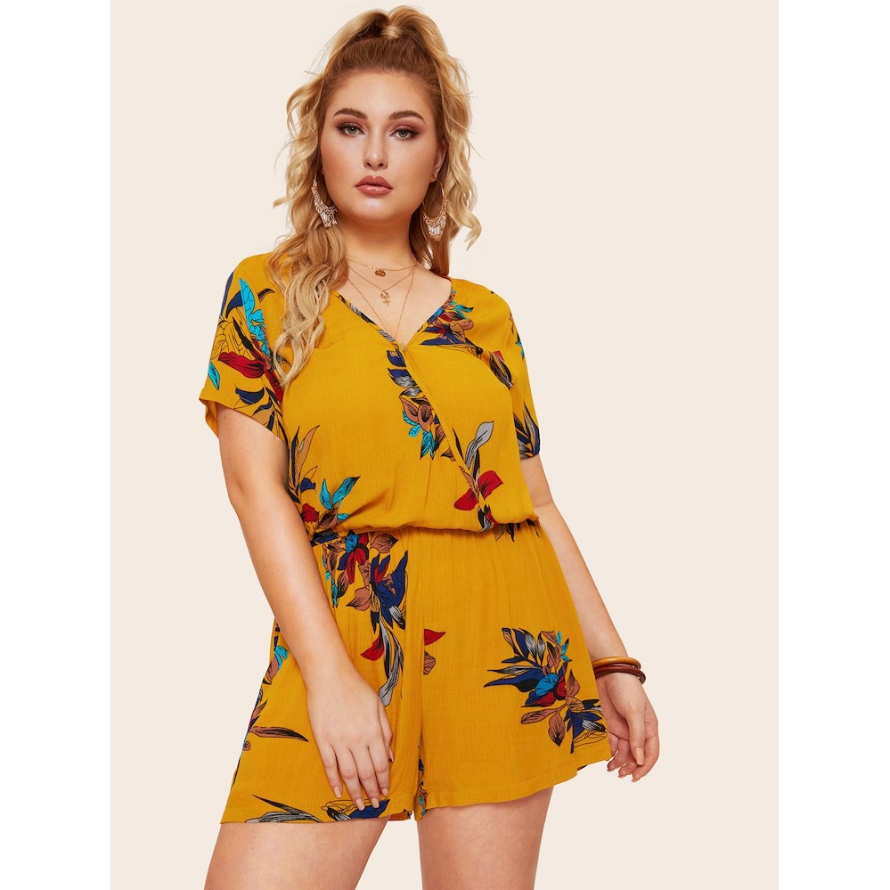A2107 Vneck Floral Plus Size Romper/Jumpshort Shopee Philippines