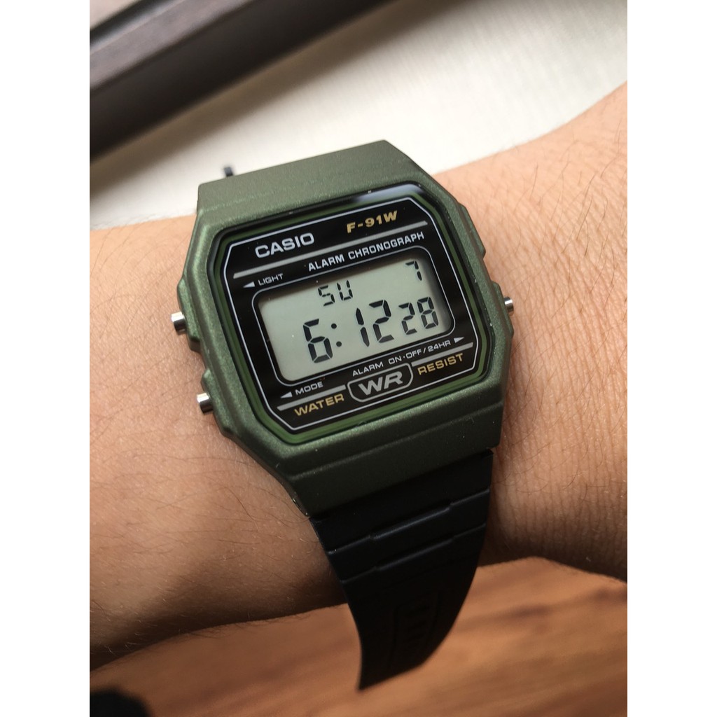 casio f91 green