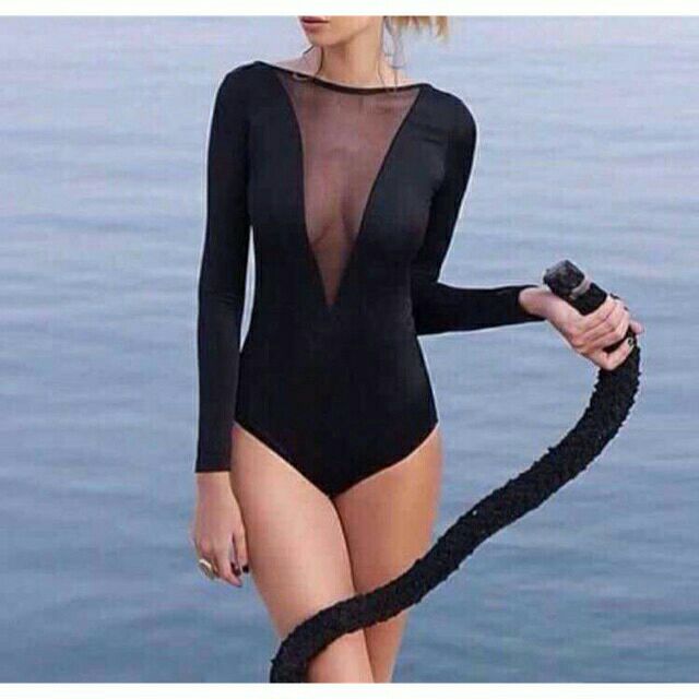 long sleeve mesh swimsuit