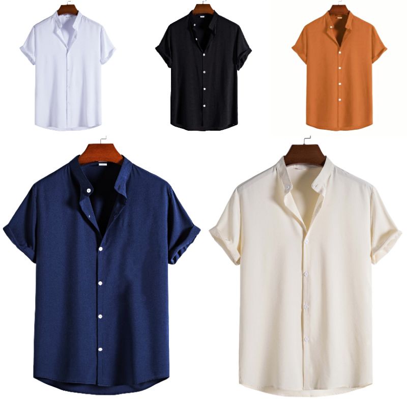 Emw chinese collar polo for men short sleeves 5 color | Shopee Philippines