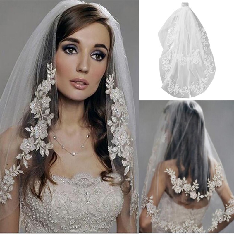 ivory wedding veil short