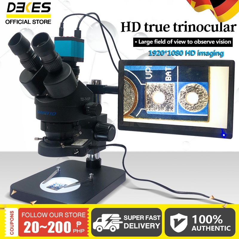 Professional 0.74.5X Trinocular HD Stereo Microscope Biological