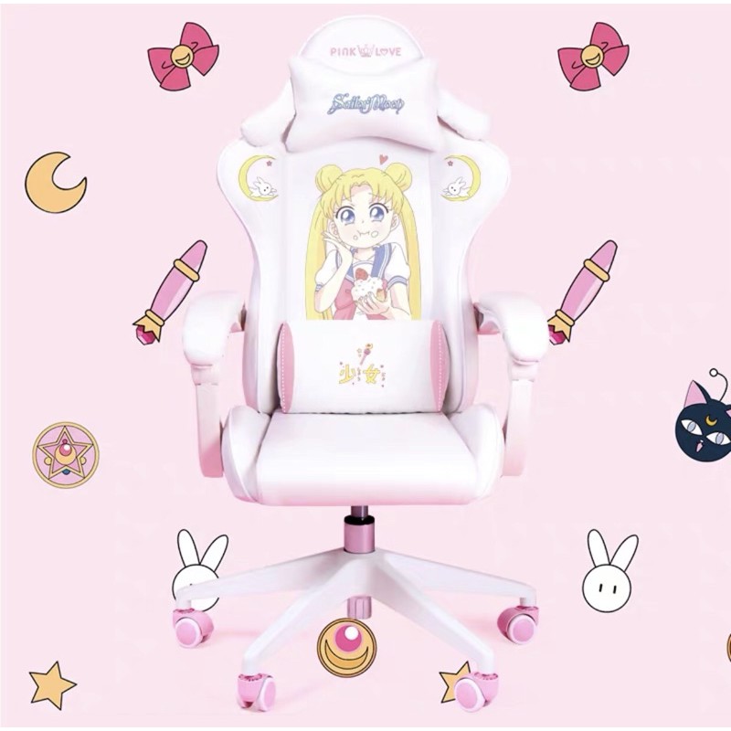 COD Sailor moon White Pink Computer Chair Sailor moon Gaming Chair Cute