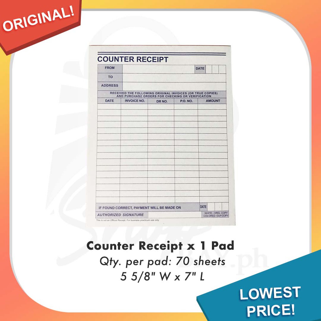Counter Receipt Duplicate (1 Pad) Shopee Philippines