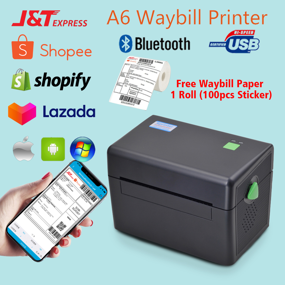 Free A6 Sticker Label Waybill Thermal Printer Laju J T Ninja Van Android Phone Bluetooth And Computer Use Print Shipping Label Sticker Shopee Philippines