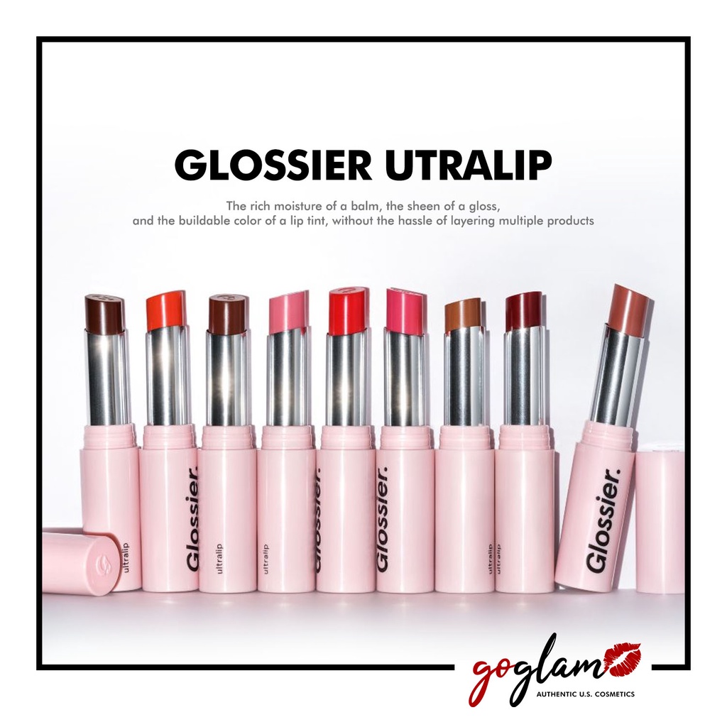 ON HAND Glossier Ultralip Authentic lipstick in Ember Cachet Fete Portrait Coupe Lucite