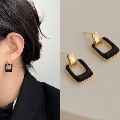 INS Square 925 Silver Plated Ear Studs Earrings Jewelry Accessory