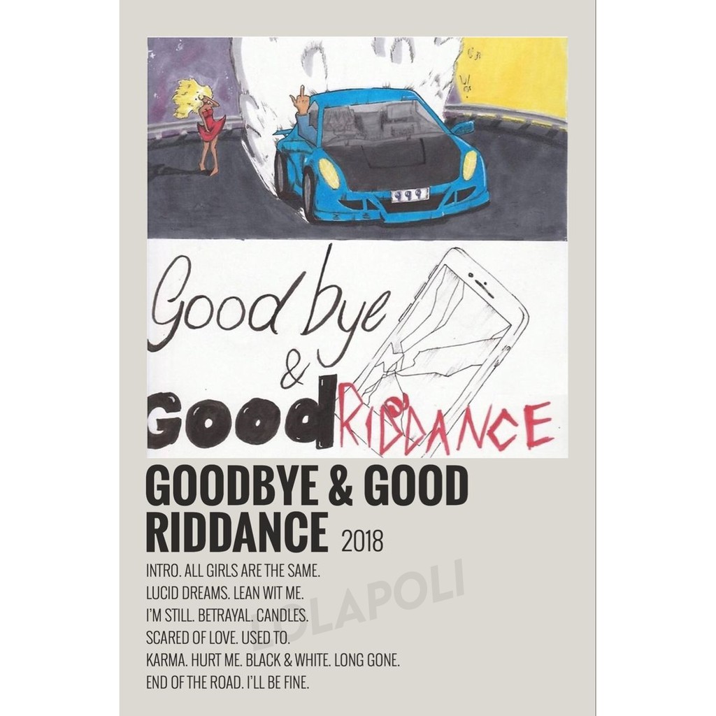 148cm X 21cm Art Carton 260gsm Glossy Goodbye And Good Riddance By Juice Wrld Album Cover Poster