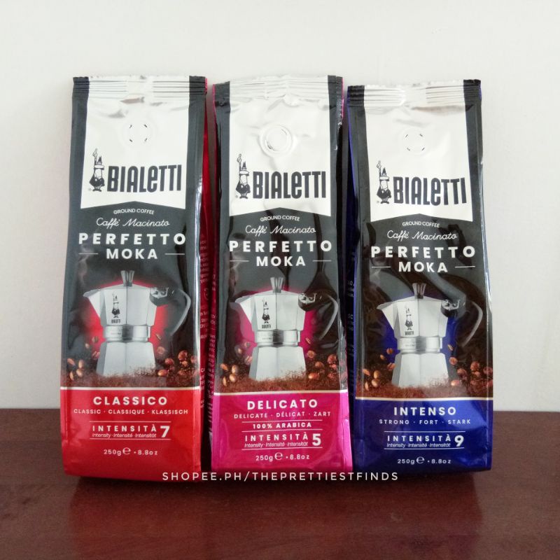 BIALETTI Perfetto Moka Ground Coffee 250g (Classic/Delicate/Strong