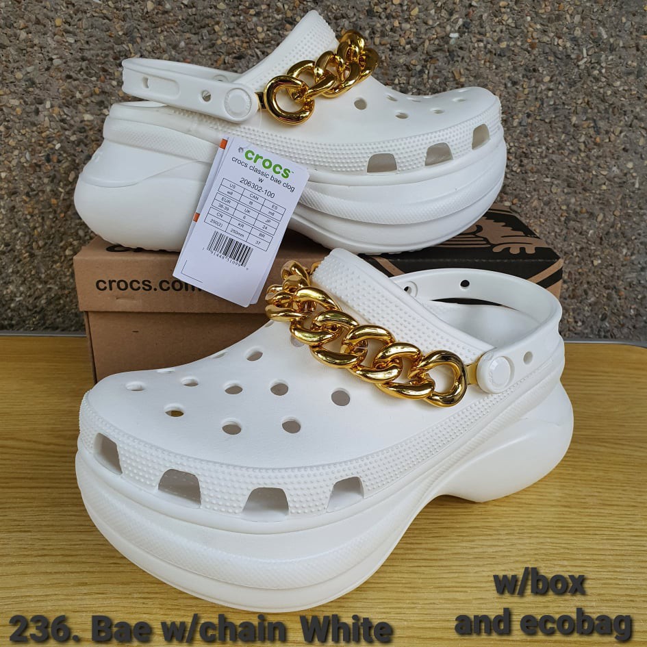 ONHAND Crocs 236. Classic Bae Clog with Chain White Authentic | Shopee