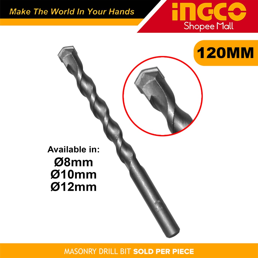 INGCO Masonry Drill Bit 8mm x 120mm DBM111081 | 10mm x 120mm DBM111101 ...