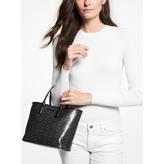 AUTHENTIC Michael Kors MK Jodie Small Logo Jacquard Tote Bag