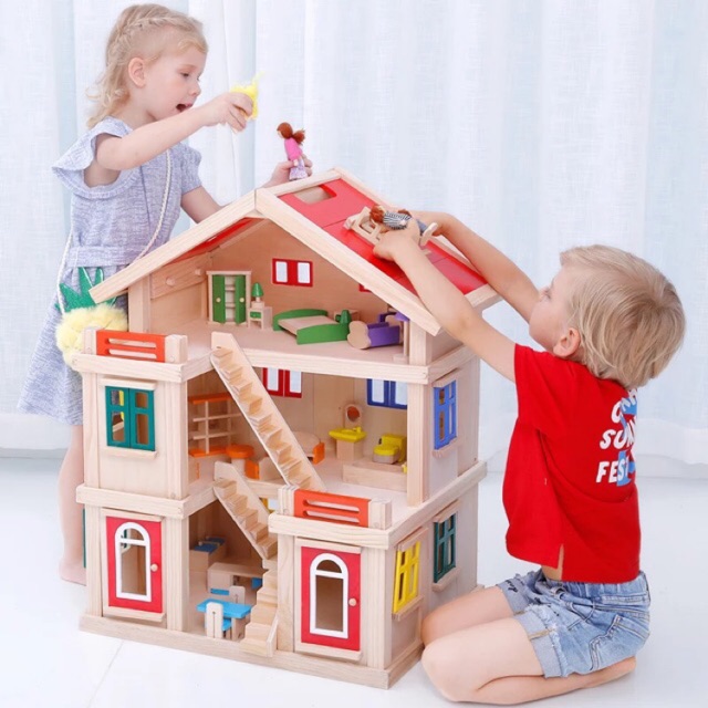 giant wooden dollhouse