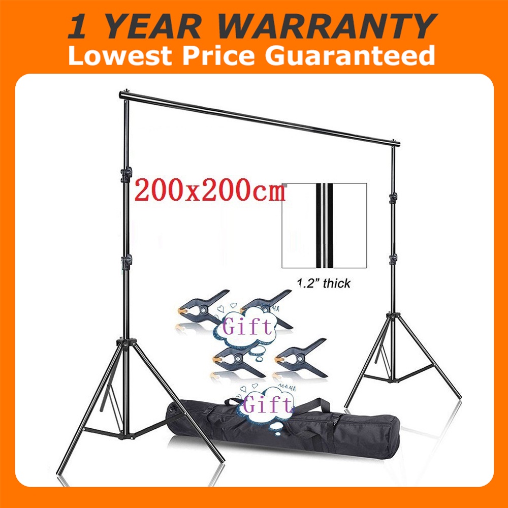 【COD】 2x2m 200x200cm 6x6ft Heavy Duty Background Stand Backdrop Support System Kit with Carry