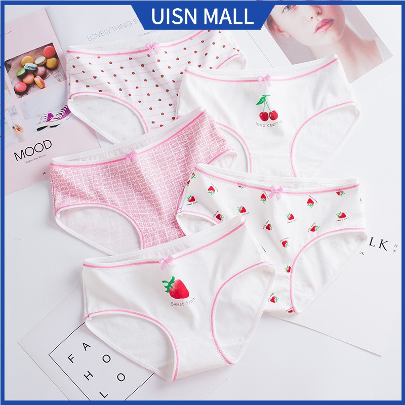 UISN Cute Strawberry Print Panties Women Underwear Low Rise Seamless ...
