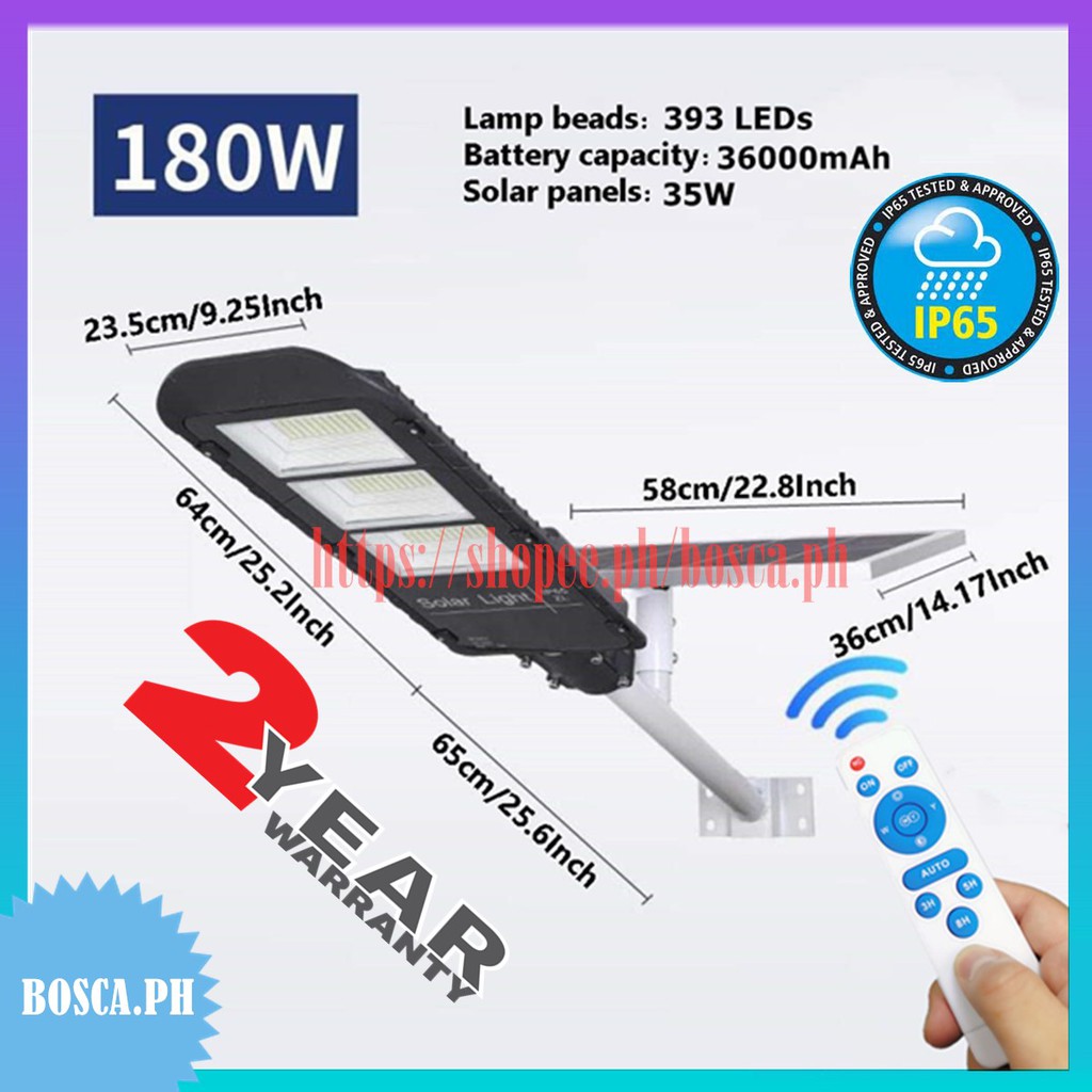 BOSCA 2 Year Warranty Nl Solar Street Light Outdoor With Pole Remote Battery Display