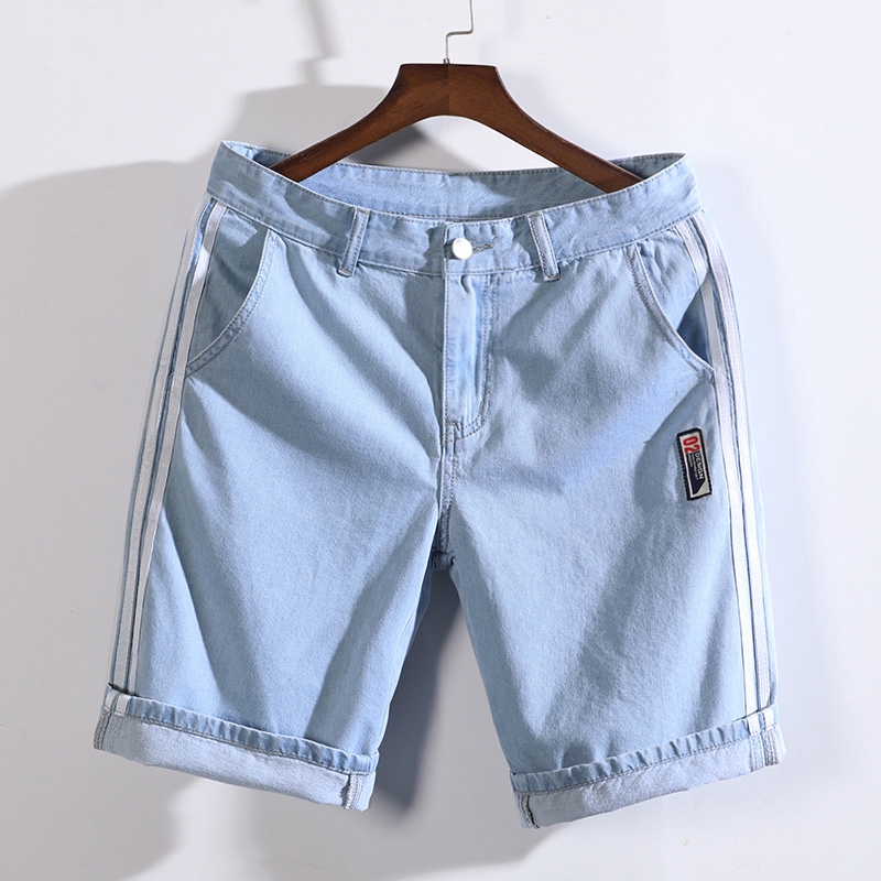 jean shorts with stripes on side