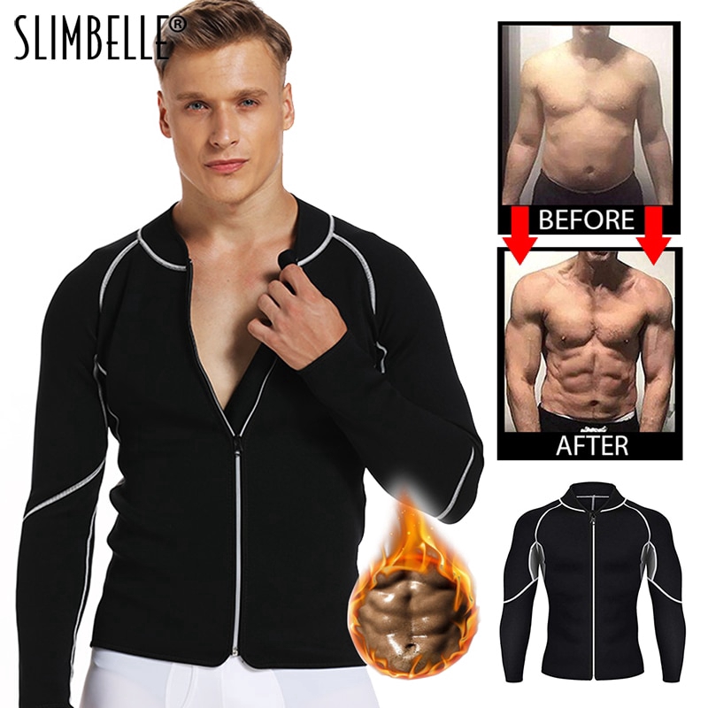 Men Shaper Long Sleeve Sweat Neoprene Weight Loss Sauna Suit Waist Trainer  Vest Black Workout Shirt Body Shaper Fitness | Shopee Philippines