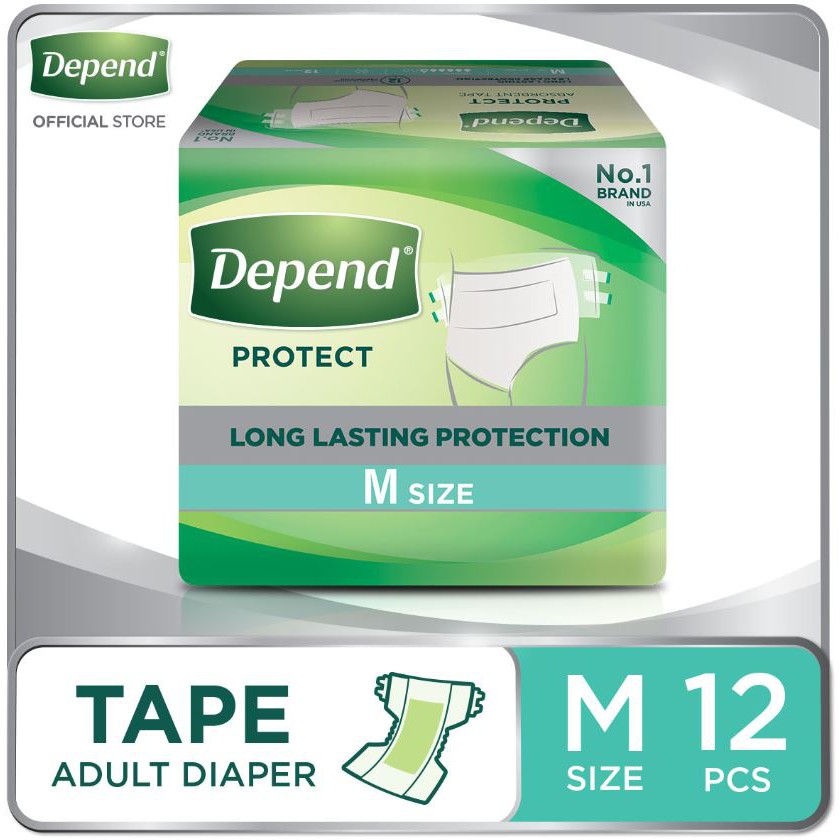 Depend Adult Diaper Protect Plus Absorbent Tape M 12pcs x 1 pack (12
