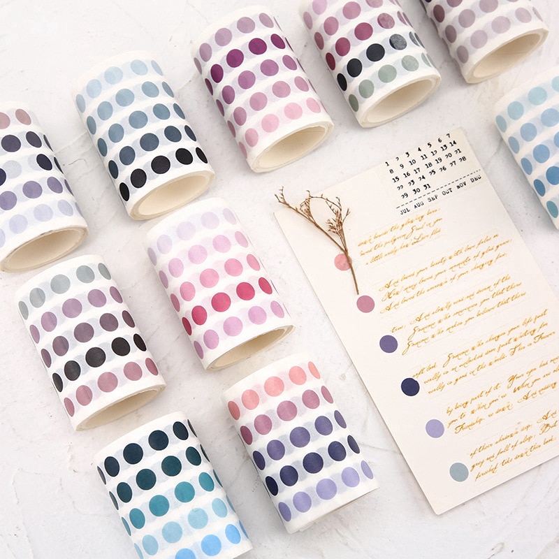 Pcs Colorful Dots Washi Tape Japanese Paper Diy Planner Masking