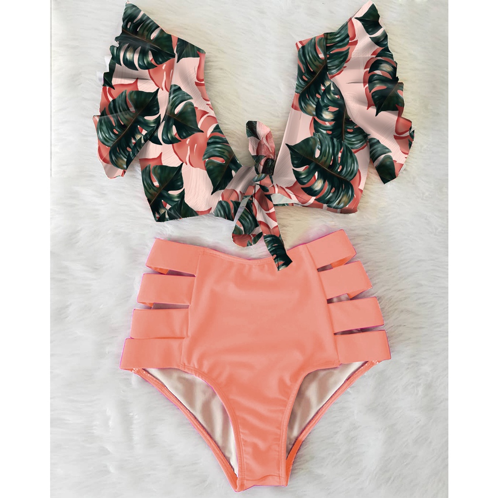 High Waist Bikini 2022 Ruffle Swimwear Women Print Sexy Swimsuit Push ...