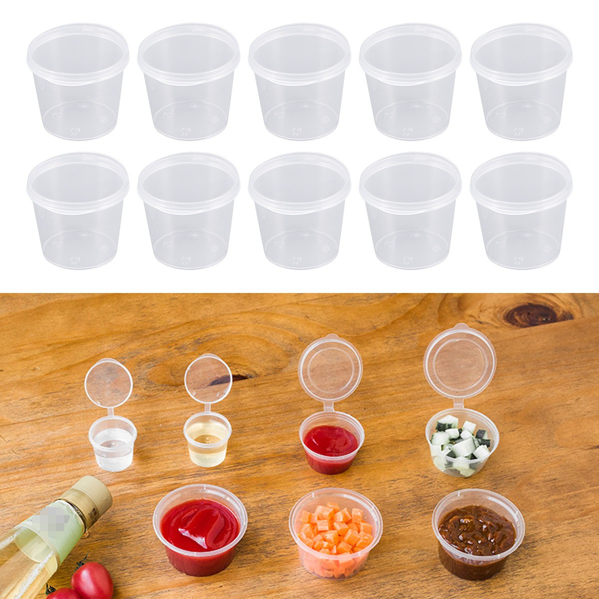 50PCS 25/40ml Disposable Plastic Portion Cups Clear Portion Container with Lids for Jelly Yogurt
