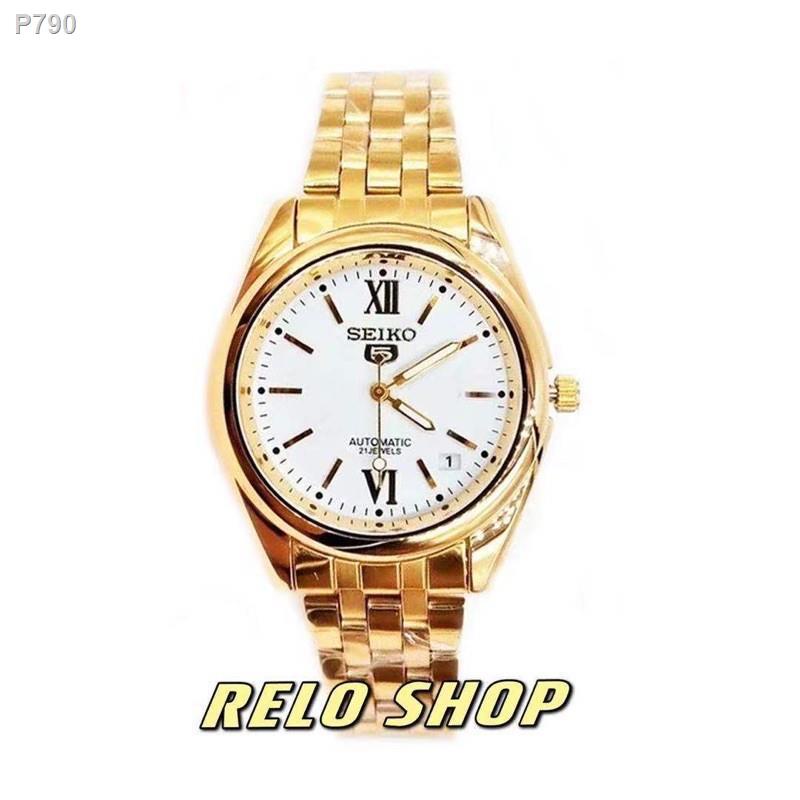 【Lowest price】Men Watches►Relo SEIKO Watch Gold Stainless Steel Analog waterproof date day men Watc