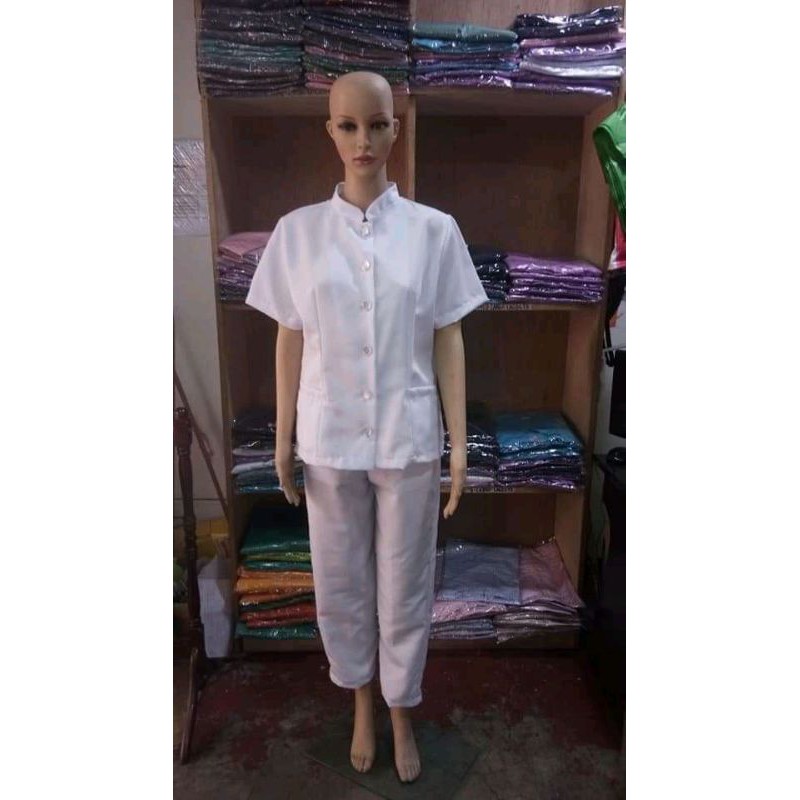nursing uniform white w/ button Shopee Philippines