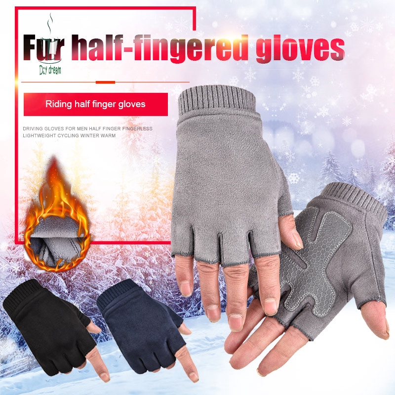 fur half gloves