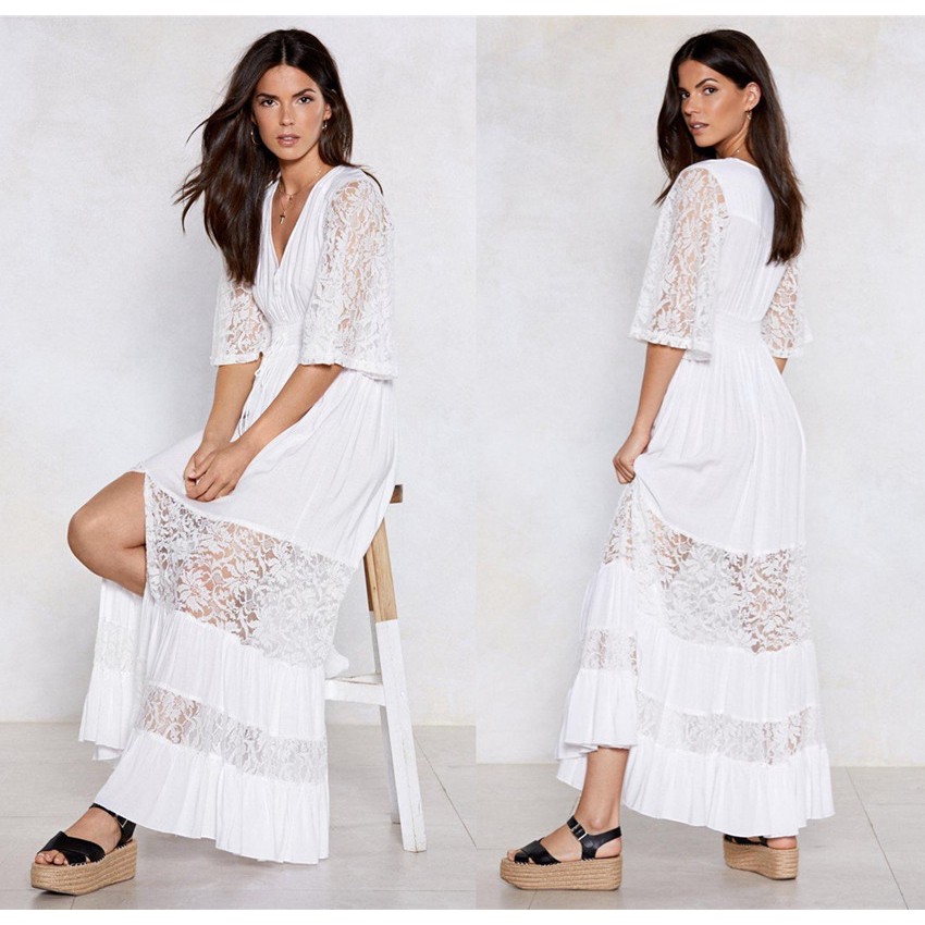 white long cover up dress