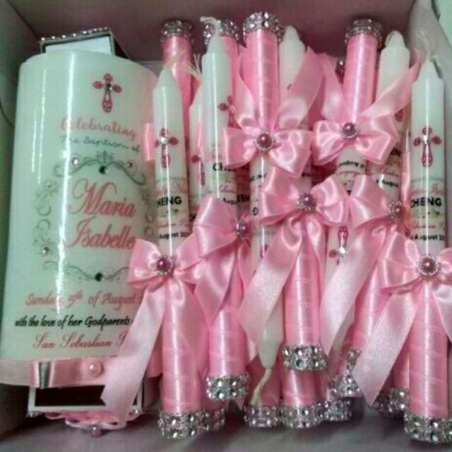 baptism candle set for baby girl