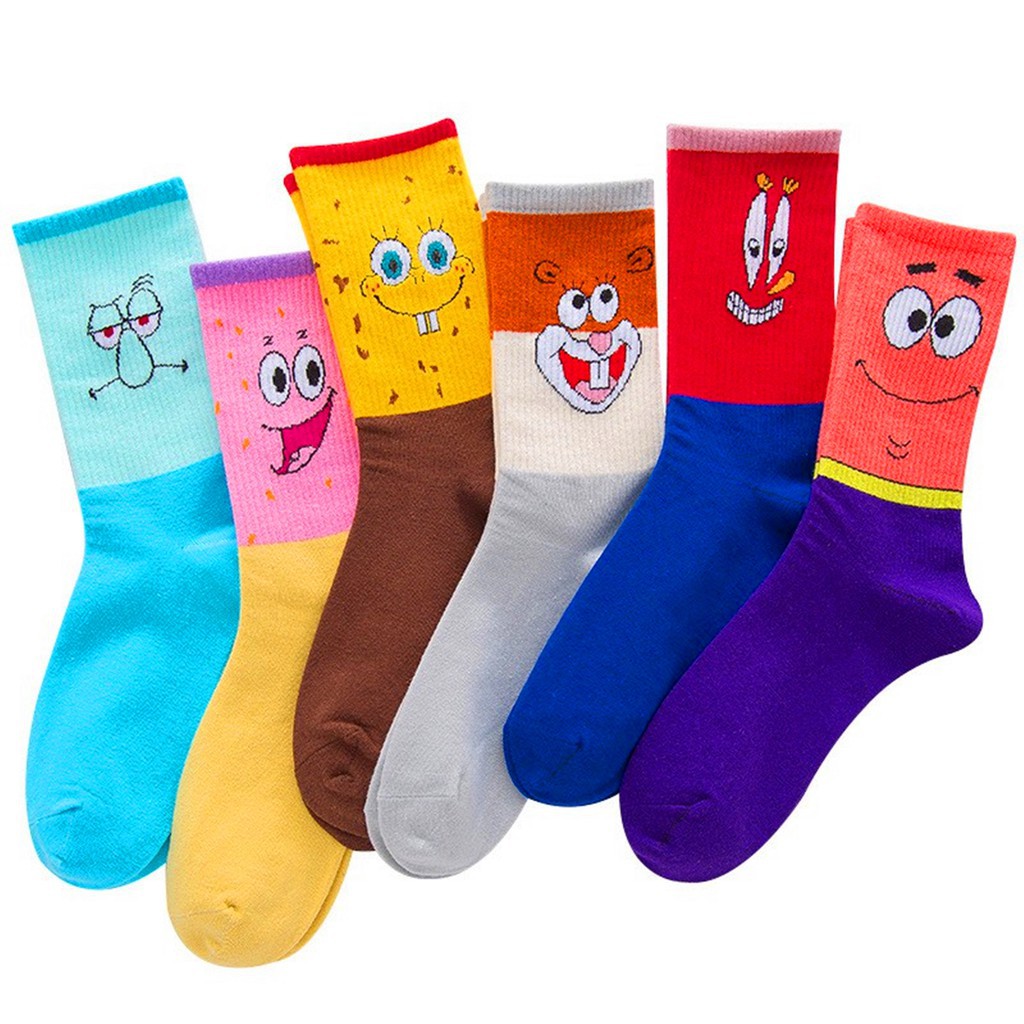 100 Cotton Spongebob Iconic Socks Lconic Men Women Foot Wear