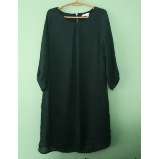 h&m long green dress