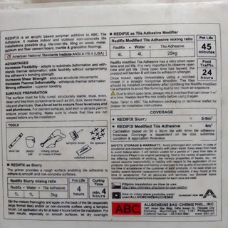 ABC REDIFIX (1LITER - 4 LITER) TILE OVER TILE ADHESIVE PANDIKIT SA ...