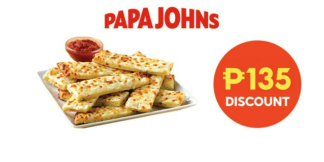 Papa John's Cheesesticks ShopeePay P135 Discount