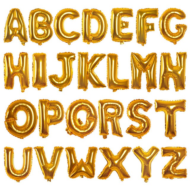 gold letter and number balloons