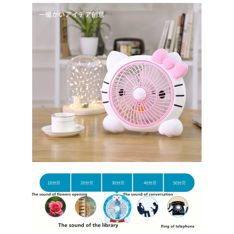 Hello Kitty Cartoon Bedroom Office Plug In Desktop Fan Silent