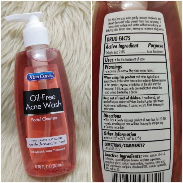 Xtracare Pink Grapefruit Oil Free Acne Wash Facial Cleanser 200ml Shopee Philippines
