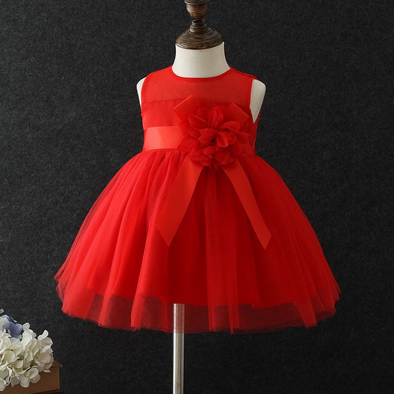 red baby party dress