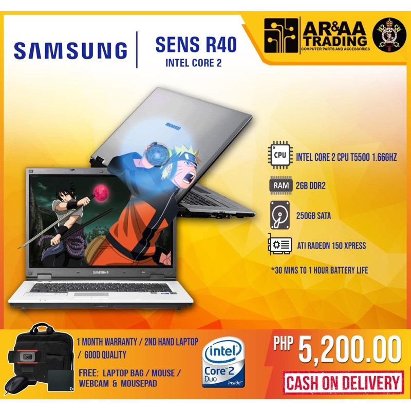 opladen betrouwbaarheid Ontwikkelen Laptop Samsung Sens R40 Intel Core 2 CPU T5500 1.66ghz 2gb 250gb DVD |  Shopee Philippines